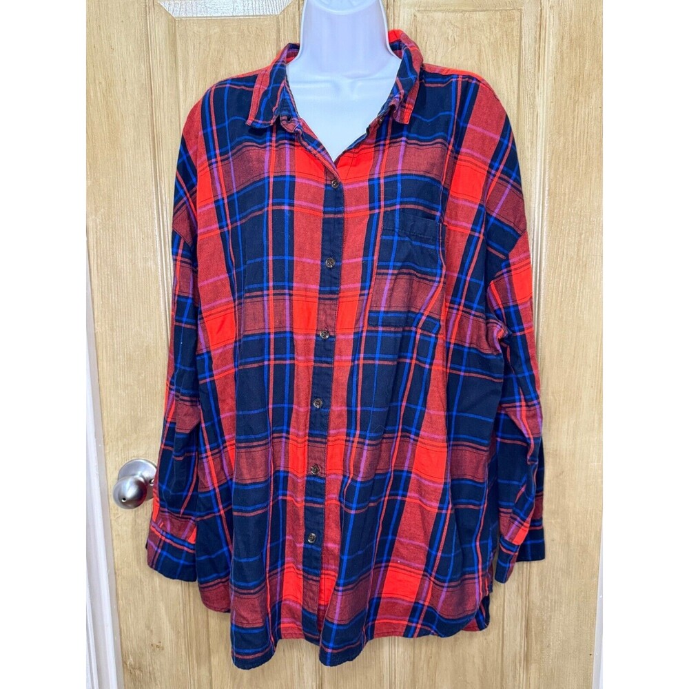 Old Navy The Boyfriend Shirt Plaid Flannel Taylor Swift Style XXL (2X)